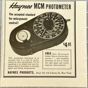 Haynes Products MCM Photometer "The Standard for Enlargement!" Vtg Print Ad 1941